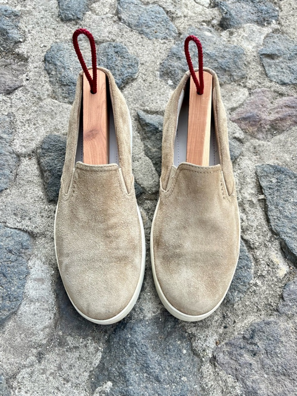 Prada Beige Suede Slip-On Sneakers